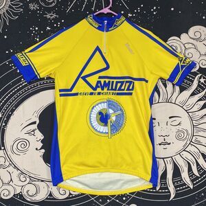 Ramuzzi Greve Cycling Performance Jersey Mens XL Quarterzip Yellow Blue Active